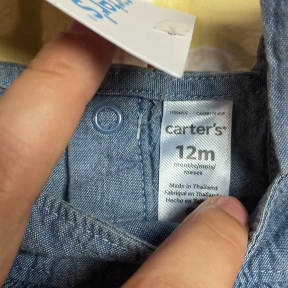 NEW Carters Baby Girl 4-Piece Denim Dress Set(Butterfly,Chambray, 9-12M Jumper - Picture 5 of 12